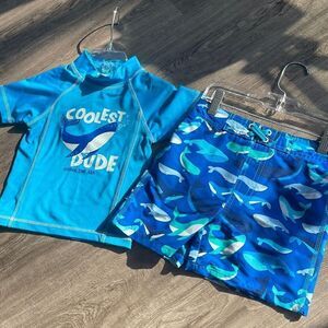 NEW Nick & Mack Boys 2 -Piece Swimwear Rash Guard and Trunk Swimsuit Set